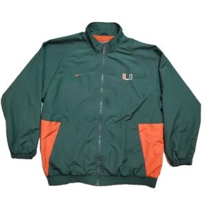 Vintage Nike Miami Hurricanes Team Sports Windbreaker Jacket Size XXL Green FLAW